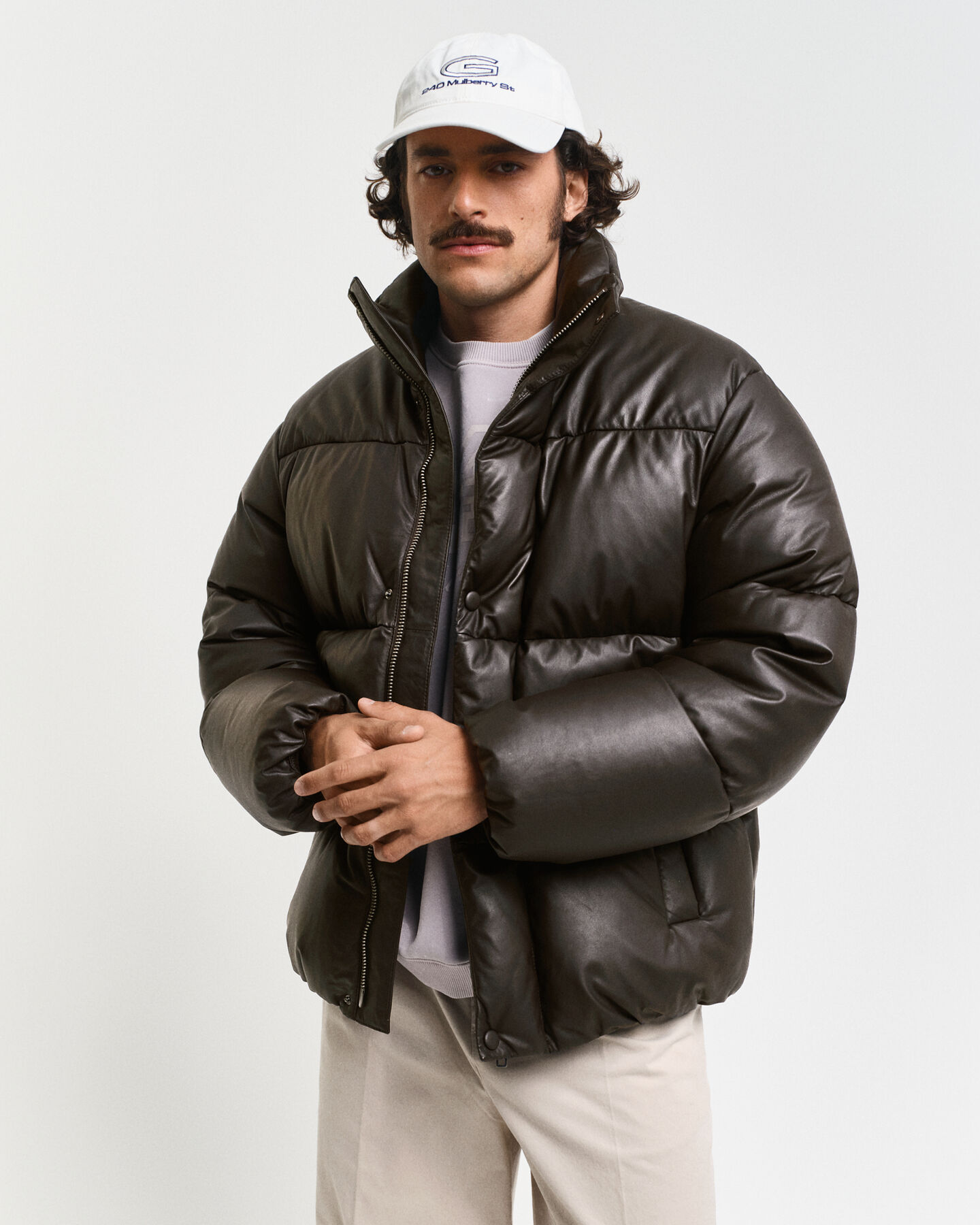 Piumino in pelle imbottito di piuma d’oca