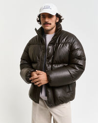 Piumino in pelle imbottito di piuma d’oca