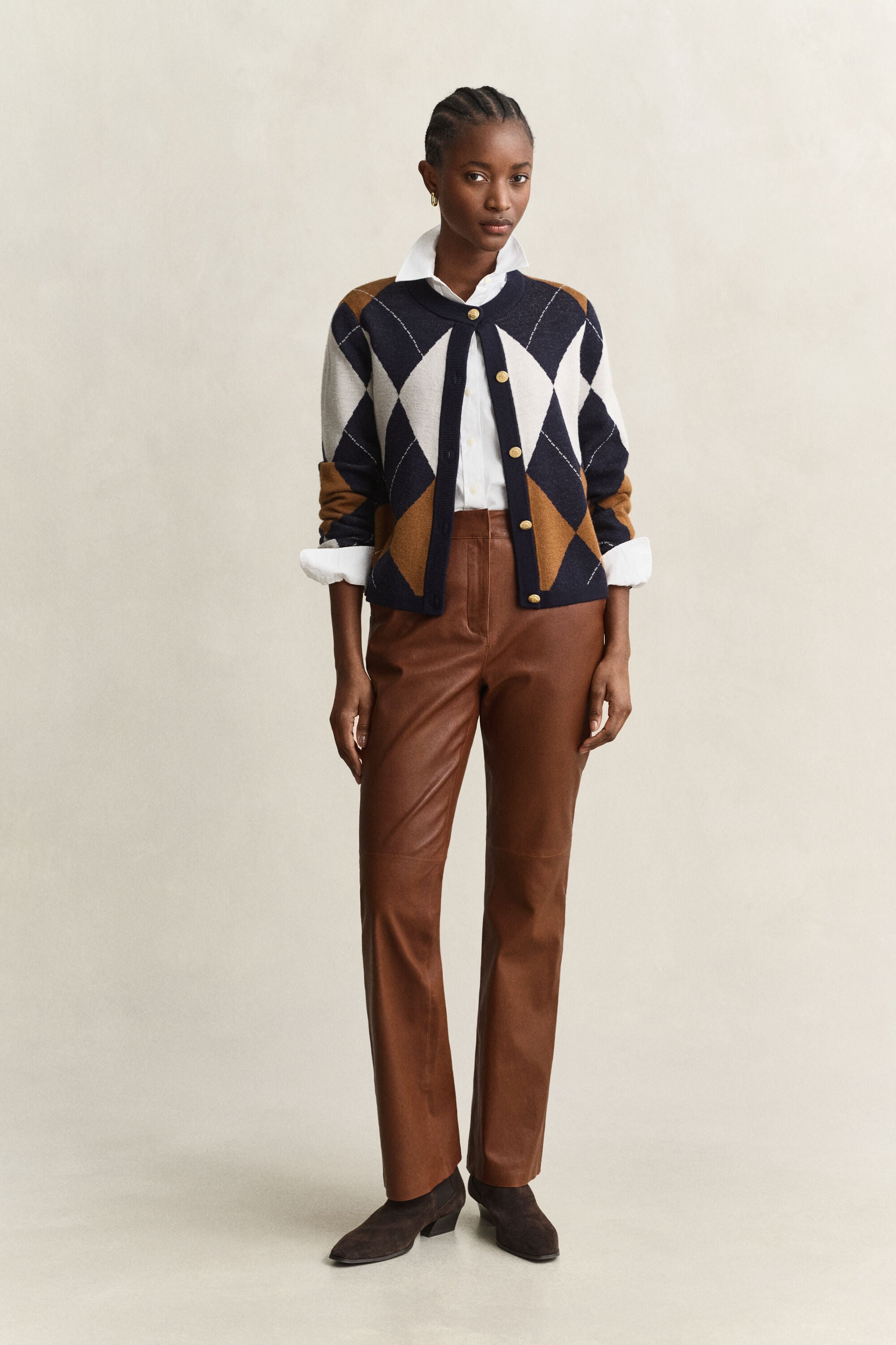 Pantaloni in pelle svasati