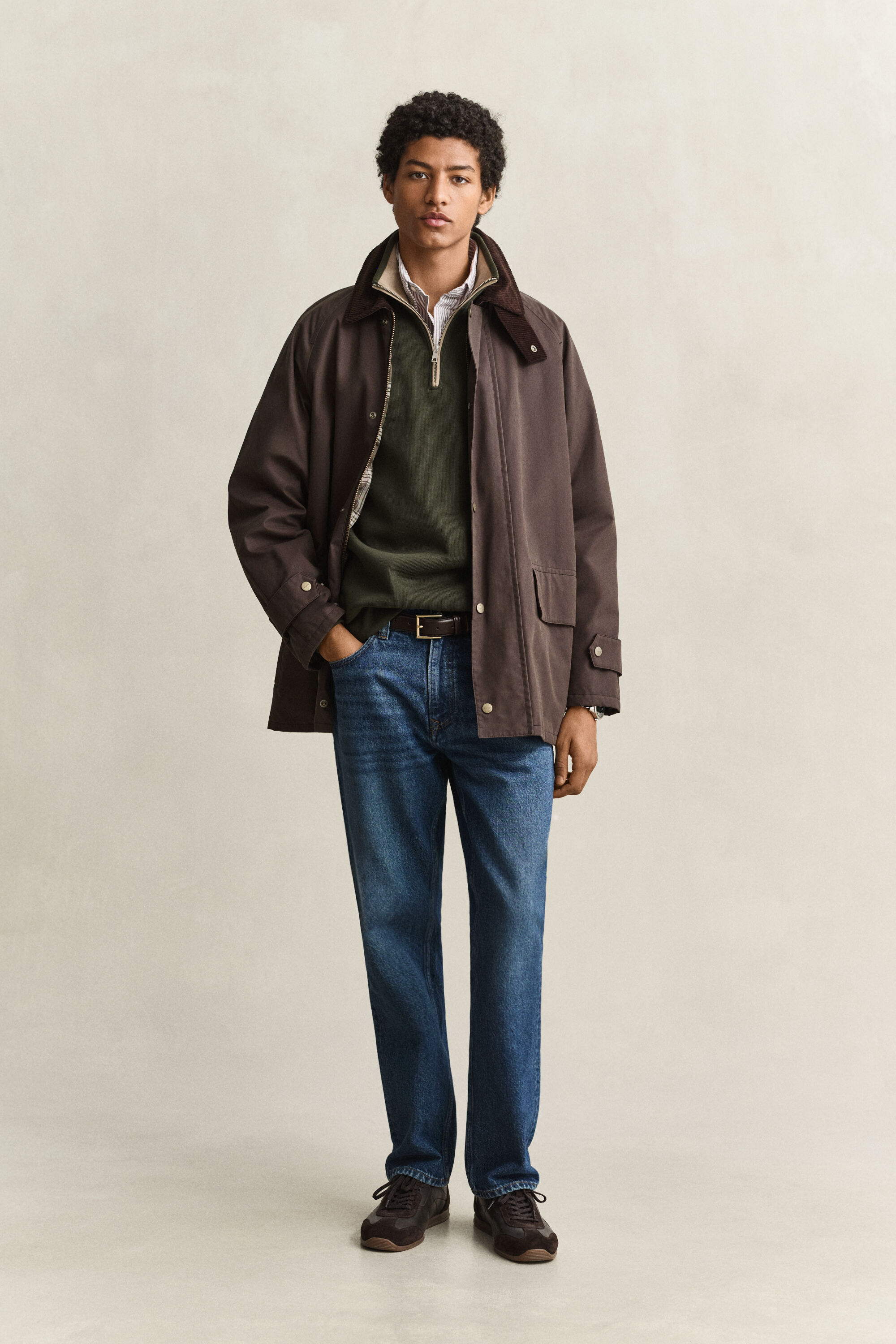 Felpa Sacker Rib con zip corta