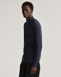 Cardigan in piqué di cotone con zip corta