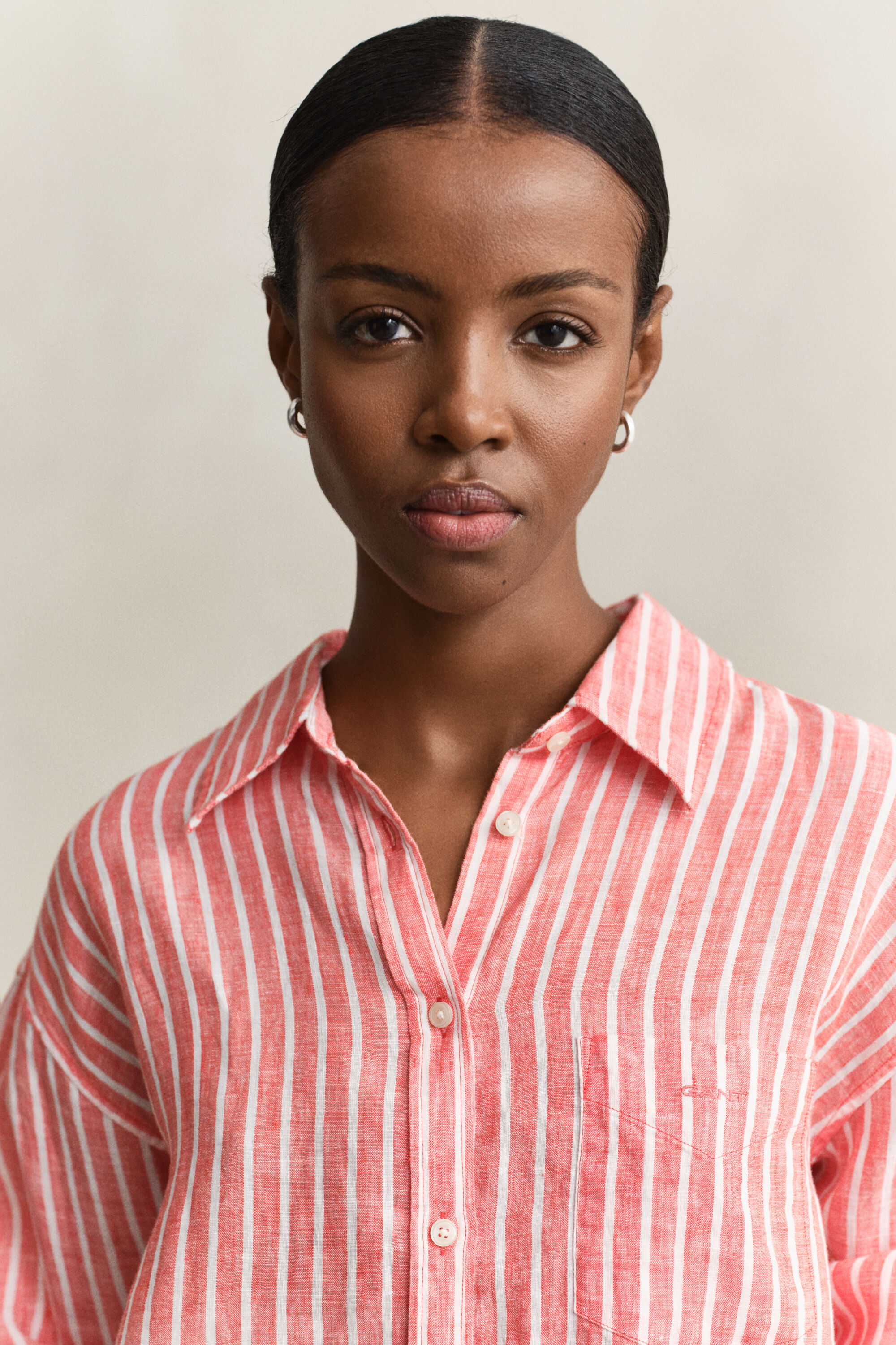 Camicia di lino a righe relaxed fit