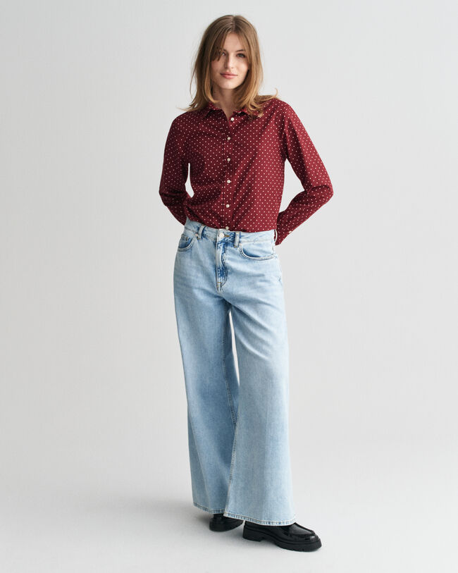 Camicia in voile di cotone con stampa a pois regular fit