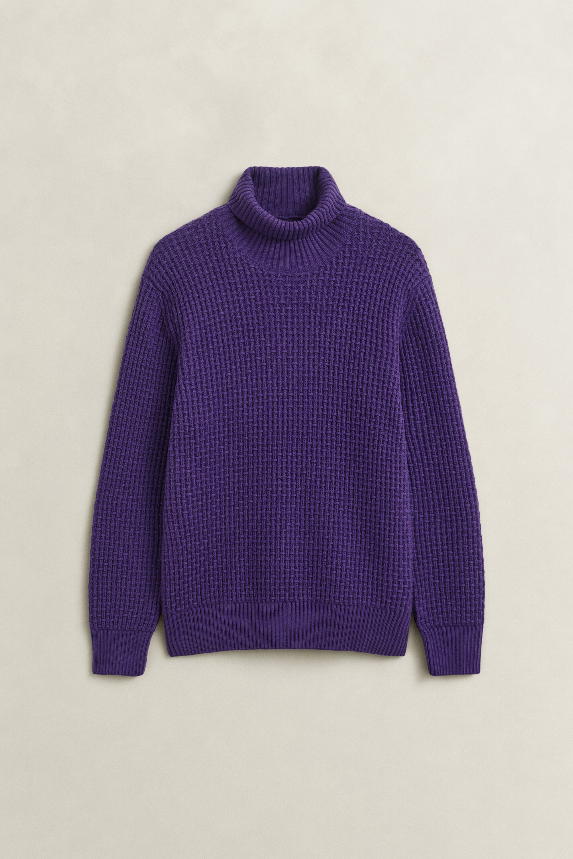 Maglia a collo alto in lana e cotone testurizzata