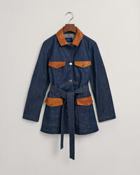 Giacca denim con dettagli in pelle