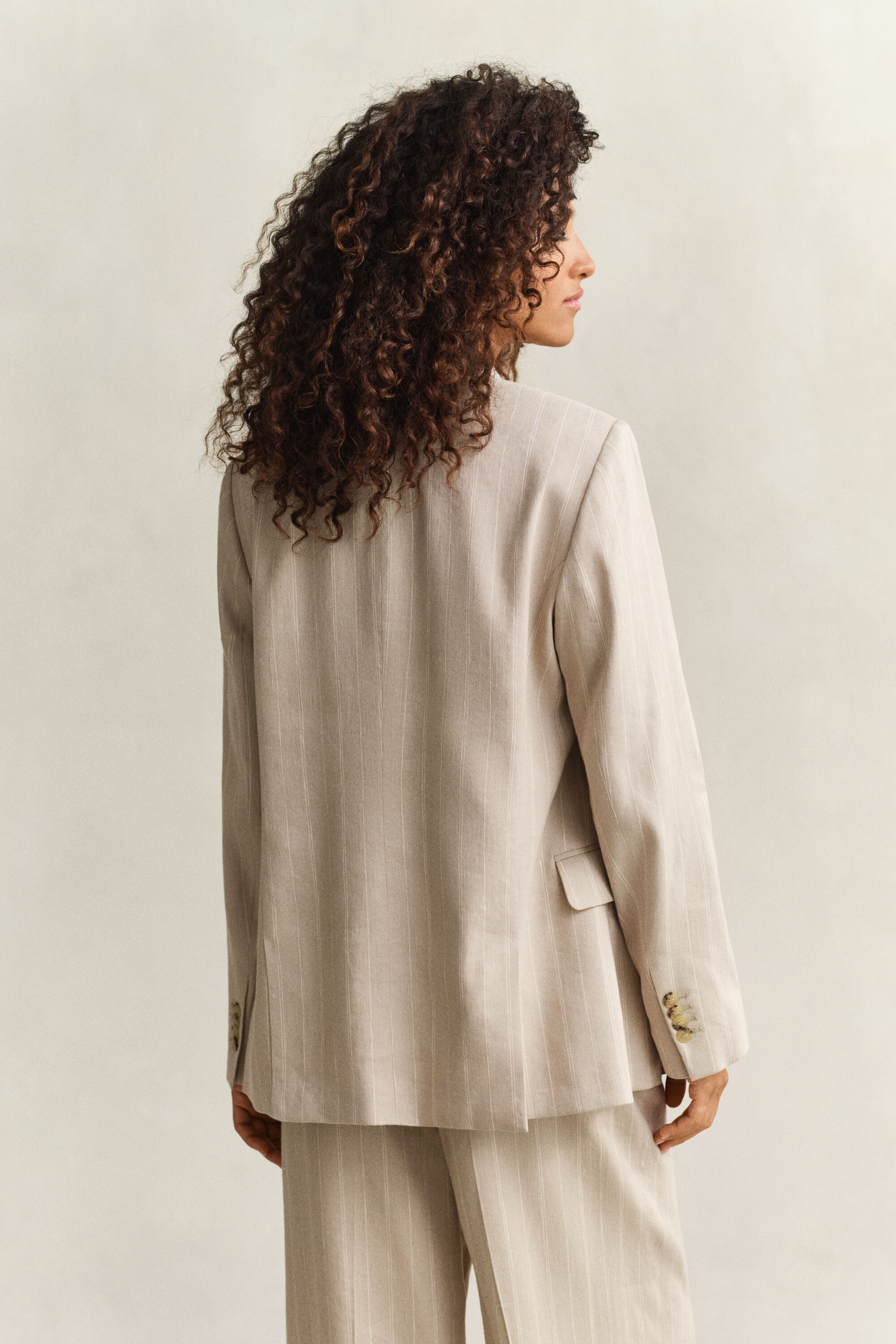 Blazer in misto lino gessato