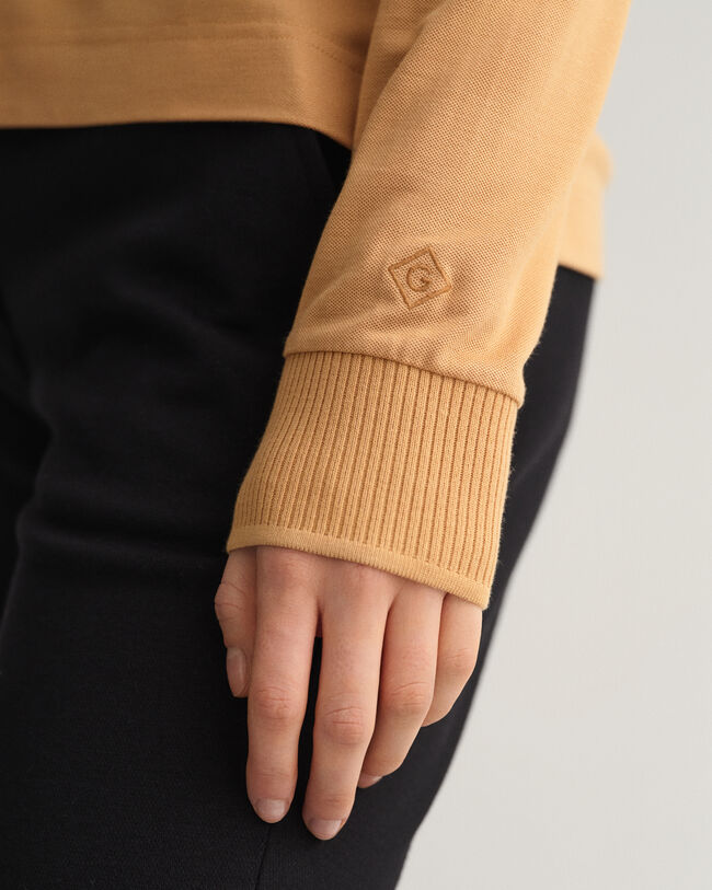 Polo Detail Collar in piqu&eacute; a maniche lunghe