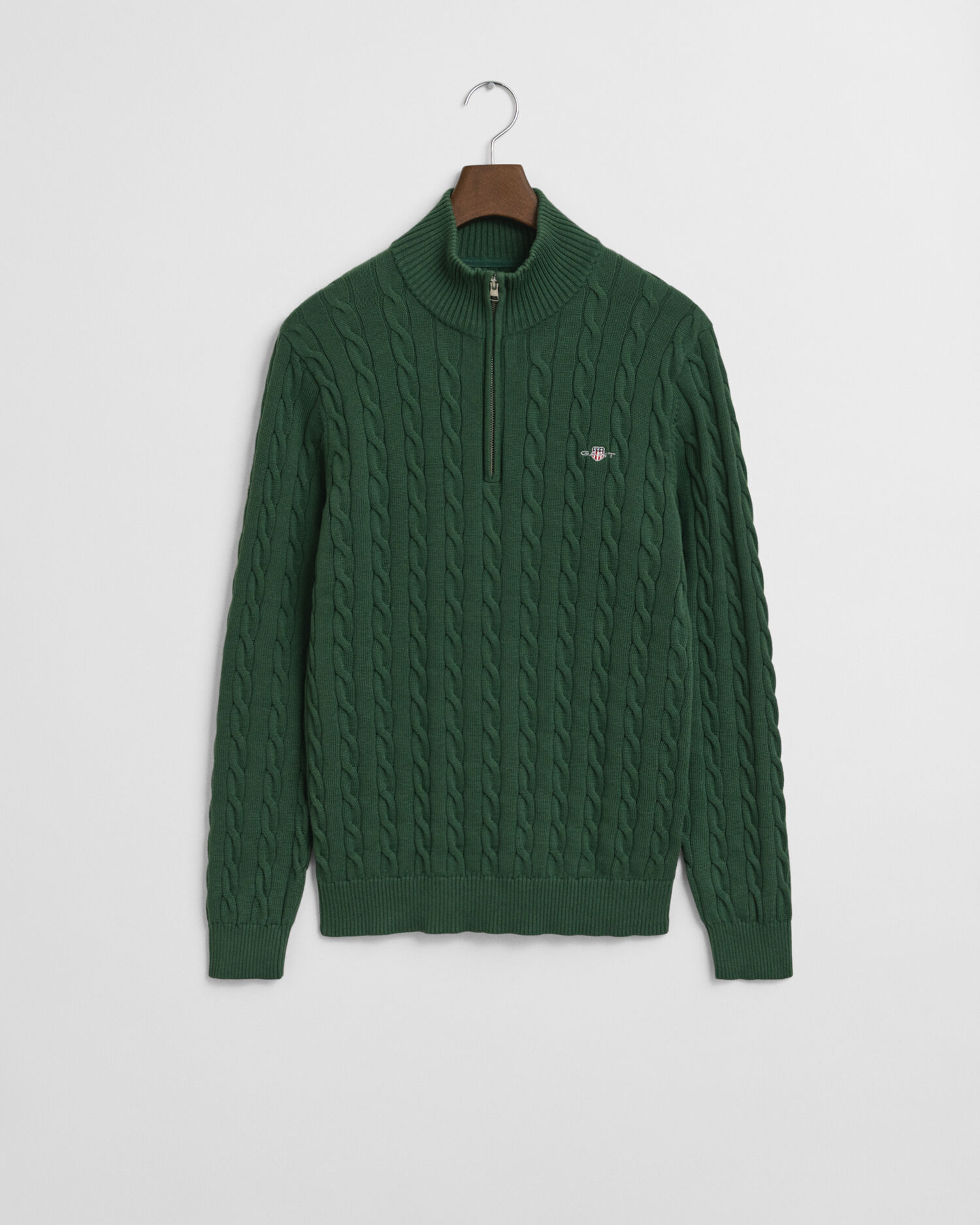 Maglia con zip corta in cotone a trecce