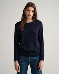 Maglia girocollo in cotone e cashmere
