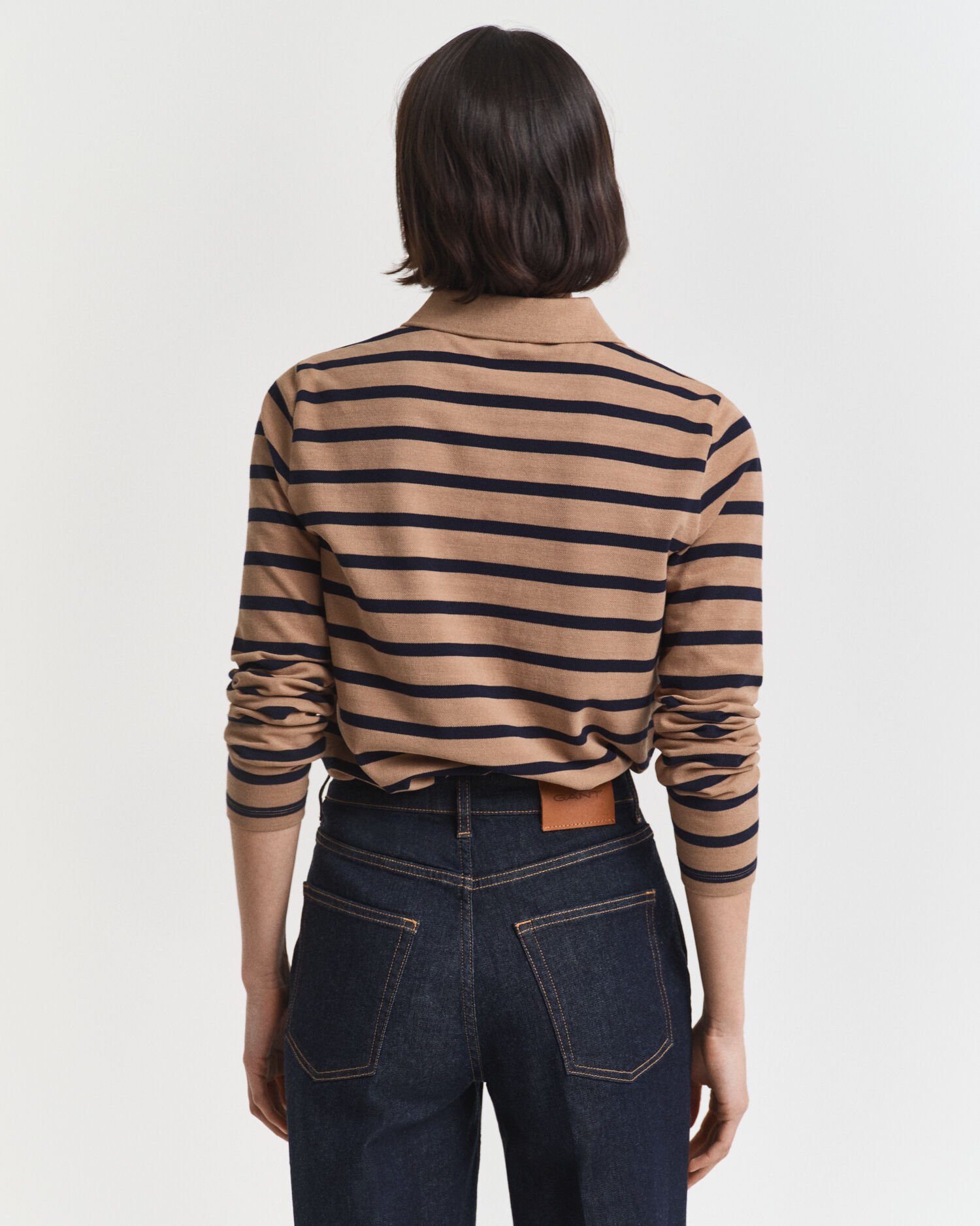 Polo in piqué a righe Breton a maniche lunghe