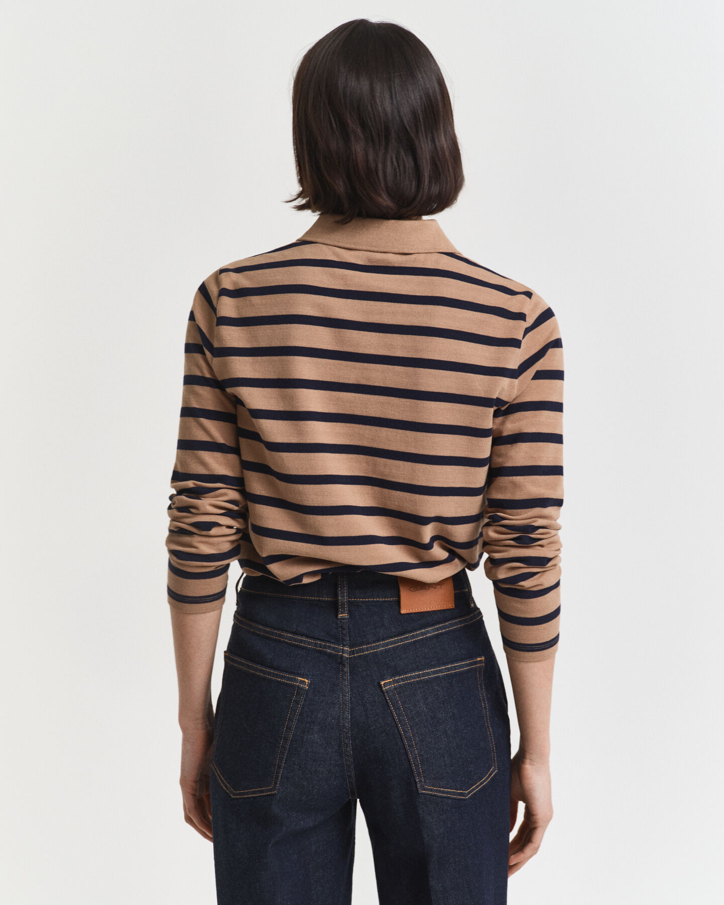 Polo in piqué a righe Breton a maniche lunghe