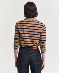 Polo in piqué a righe Breton a maniche lunghe