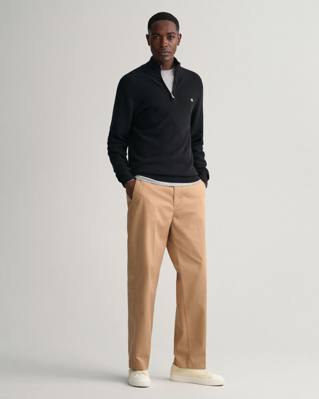 Maglia in cotone testurizzato con zip corta