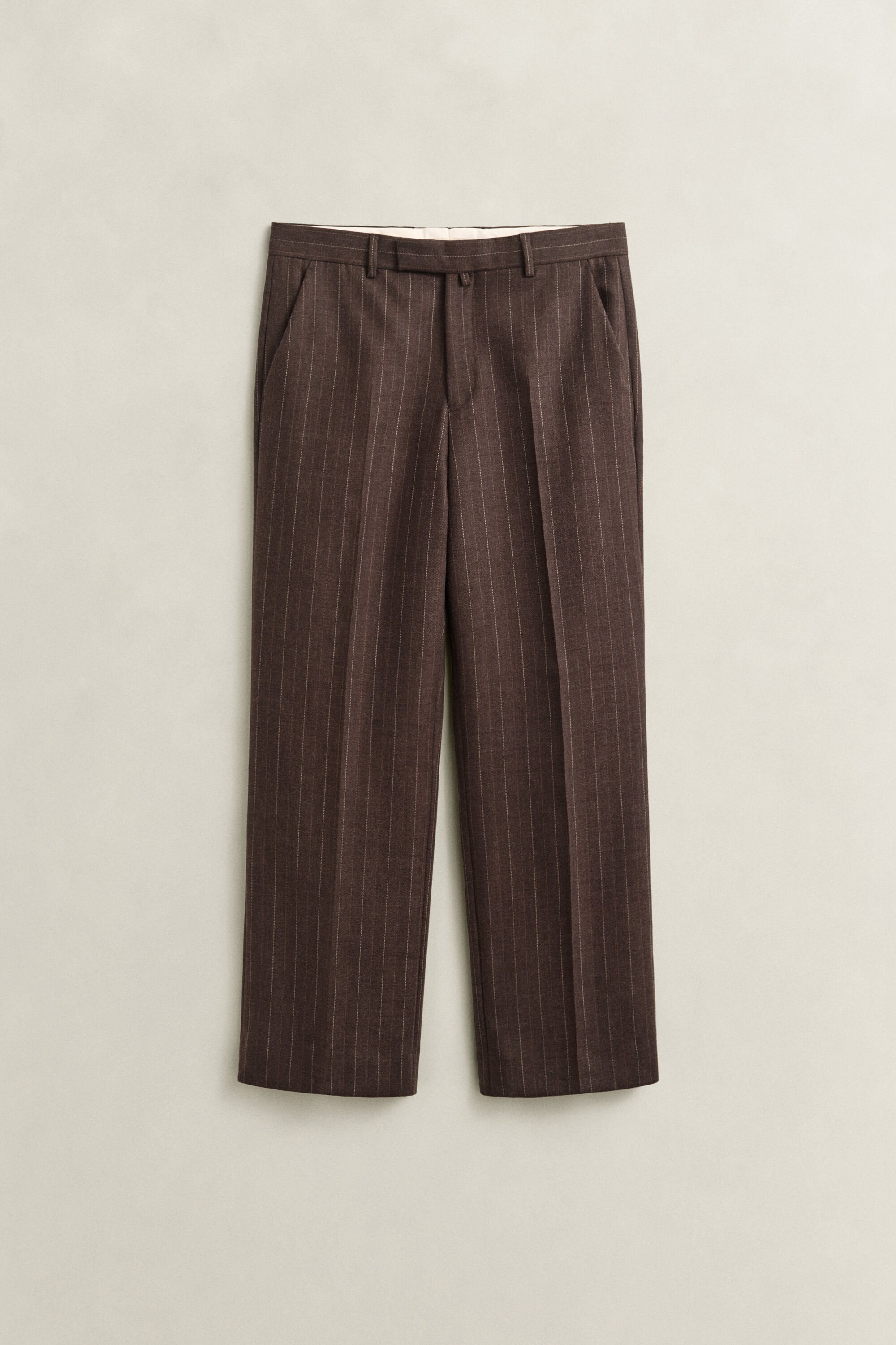 Pantaloni da abito gessati in lana tono su tono