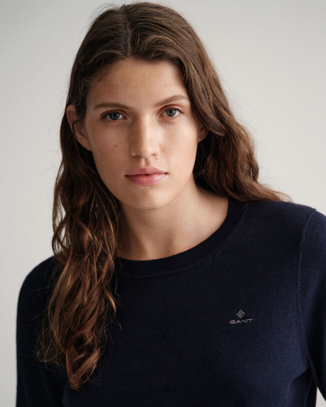 Maglia girocollo in cotone e cashmere