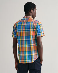 Camicia di lino colorata madras a maniche corte regular fit