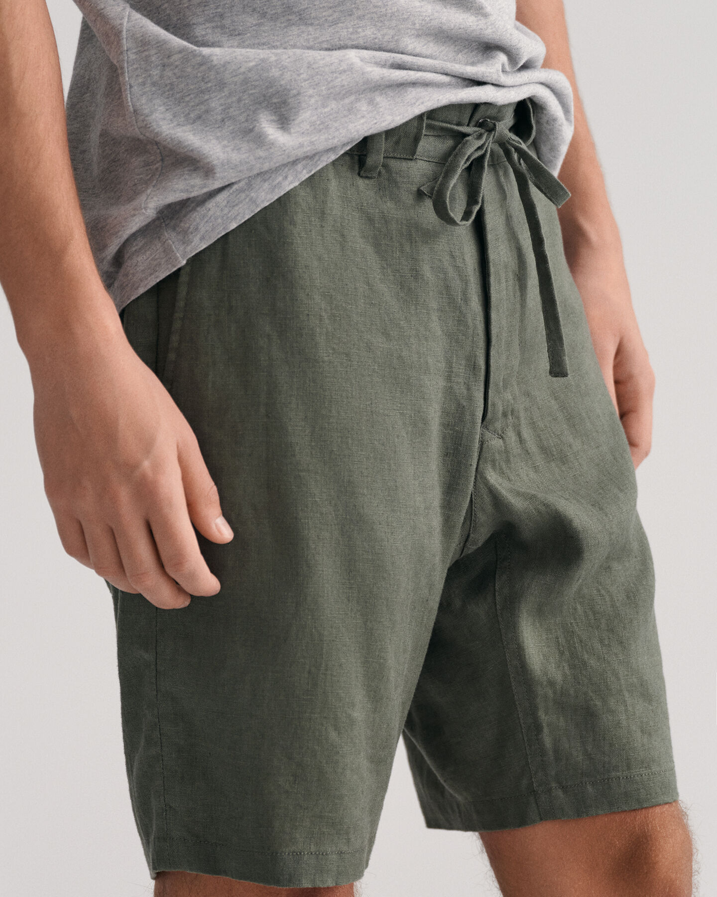 Pantaloncini con coulisse in lino relaxed fit