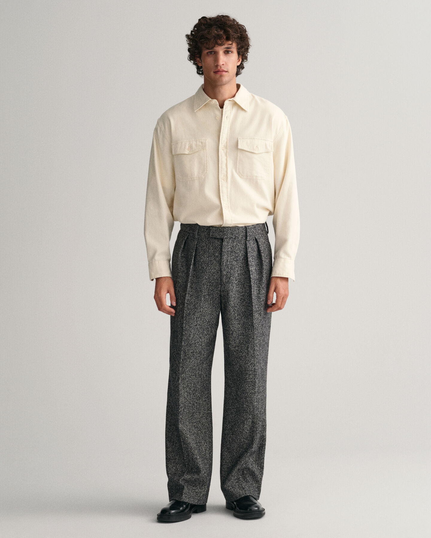Pantaloni da abito in tweed a gamba larga
