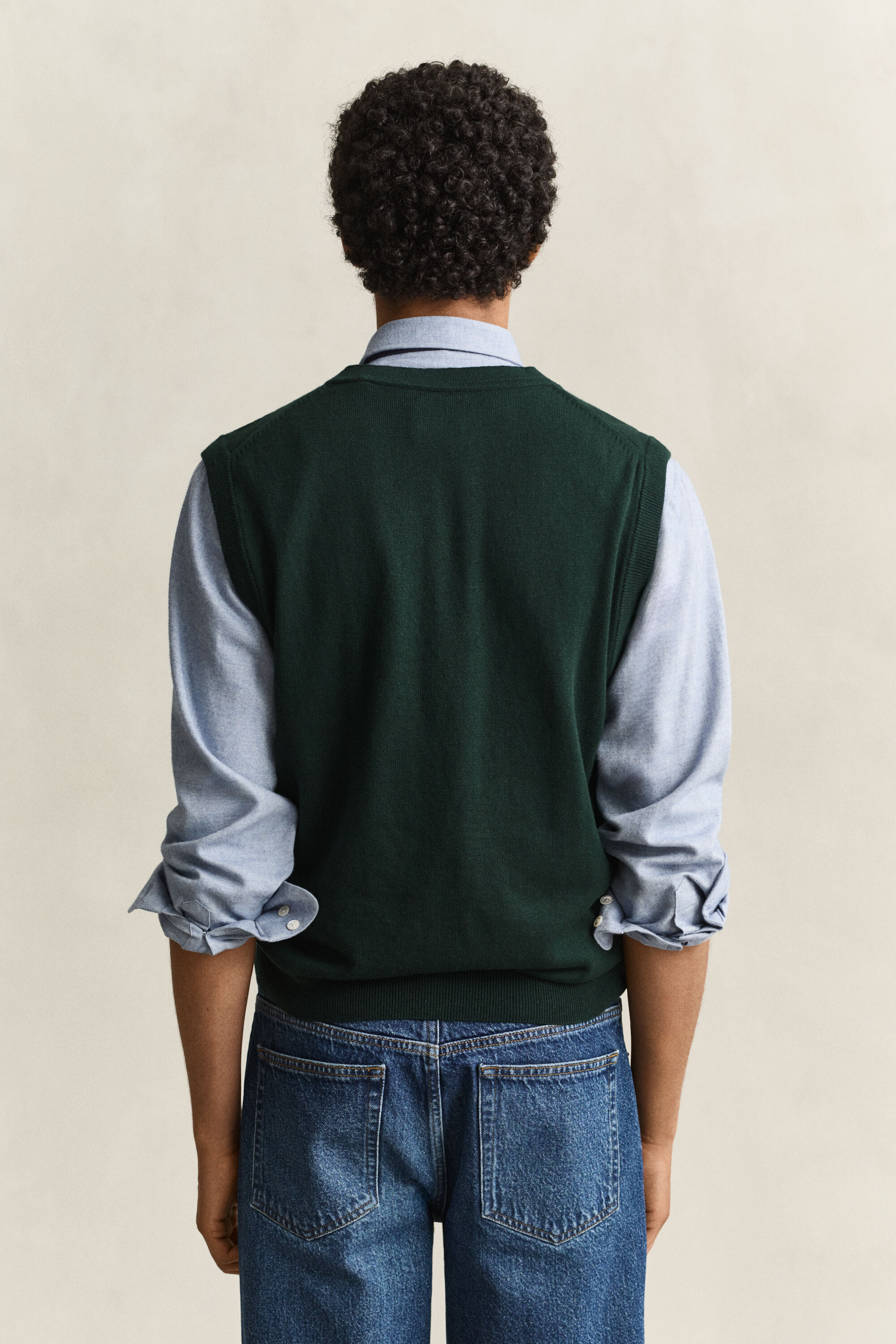 Gilet con scollo a V in cotone e lana