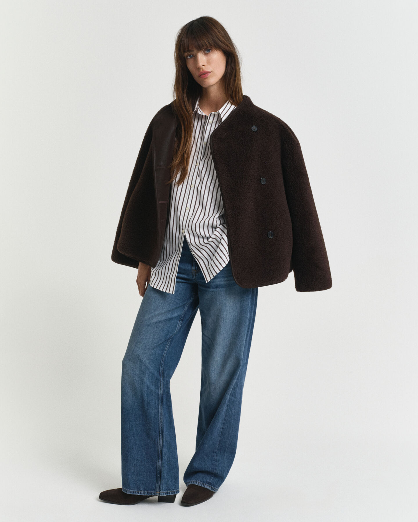 Camicia classica in popeline a righe relaxed fit