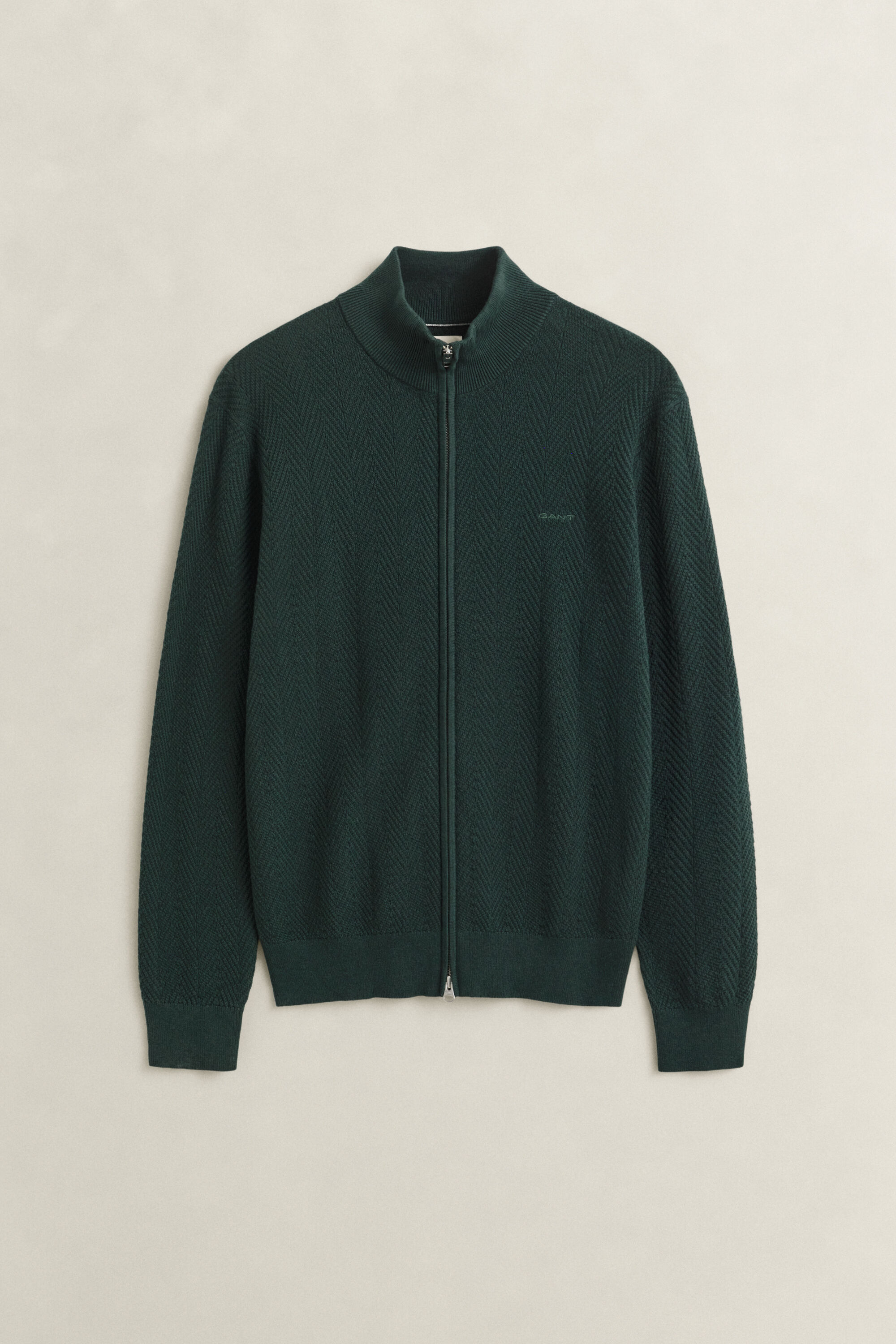 Cardigan con zip e motivo a spina di pesce