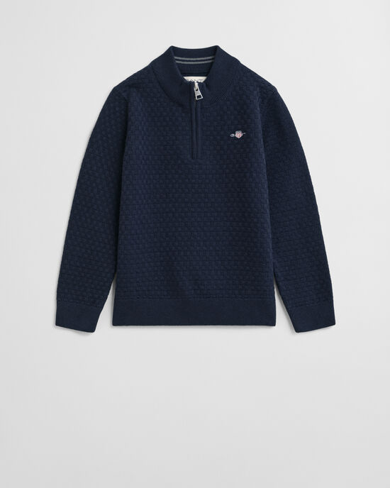 Maglia micro testurizzata con zip corta Kids