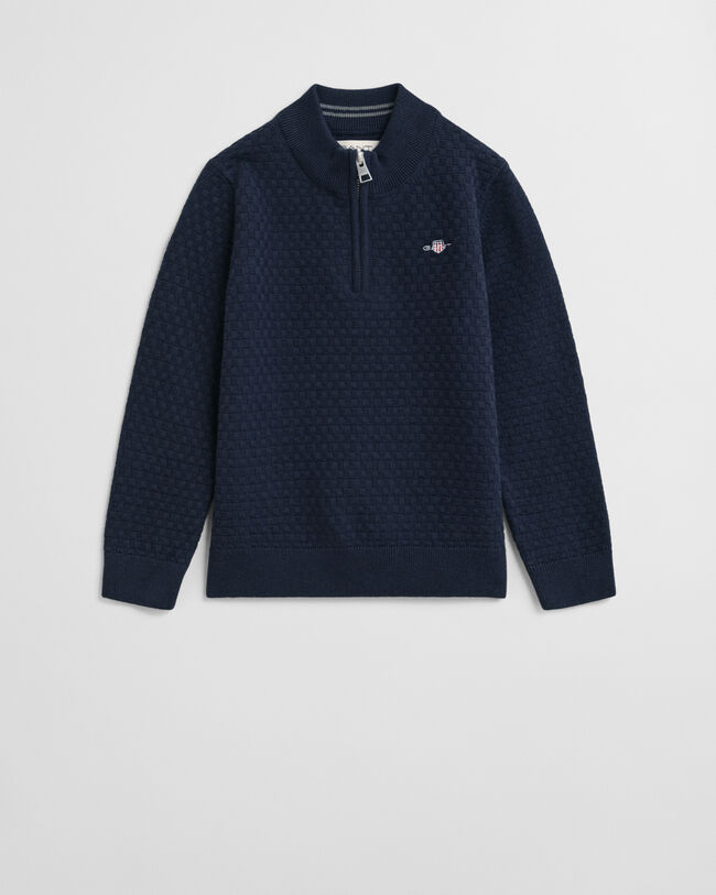 Maglia micro testurizzata con zip corta Kids