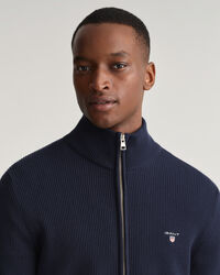 Maglia Texture a coste con zip lunga