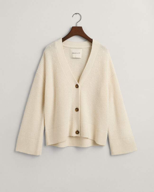 Cardigan in lana a coste