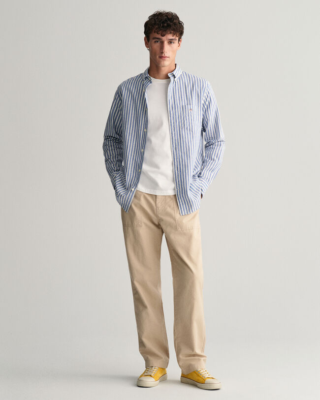 Chino in misto cotone-lino regular fit
