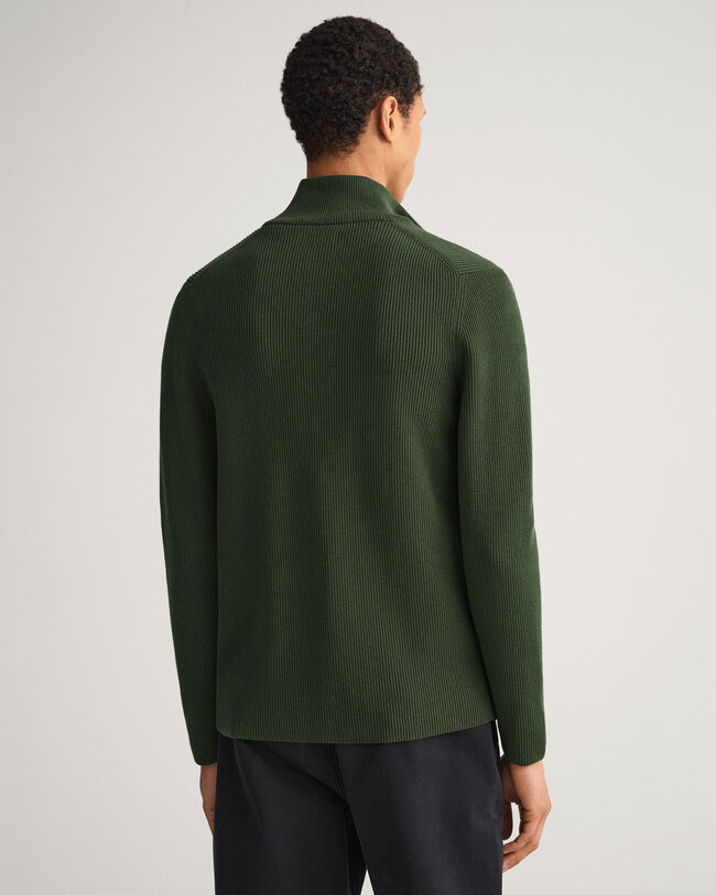 Maglia Texture a coste con zip lunga