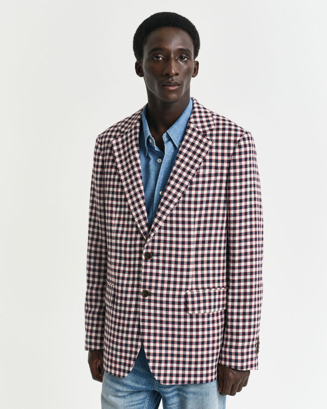 Blazer in misto cotone a quadri regular fit