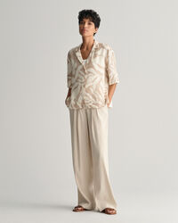 Camicia a maniche corte in lino Palm Print relaxed fit