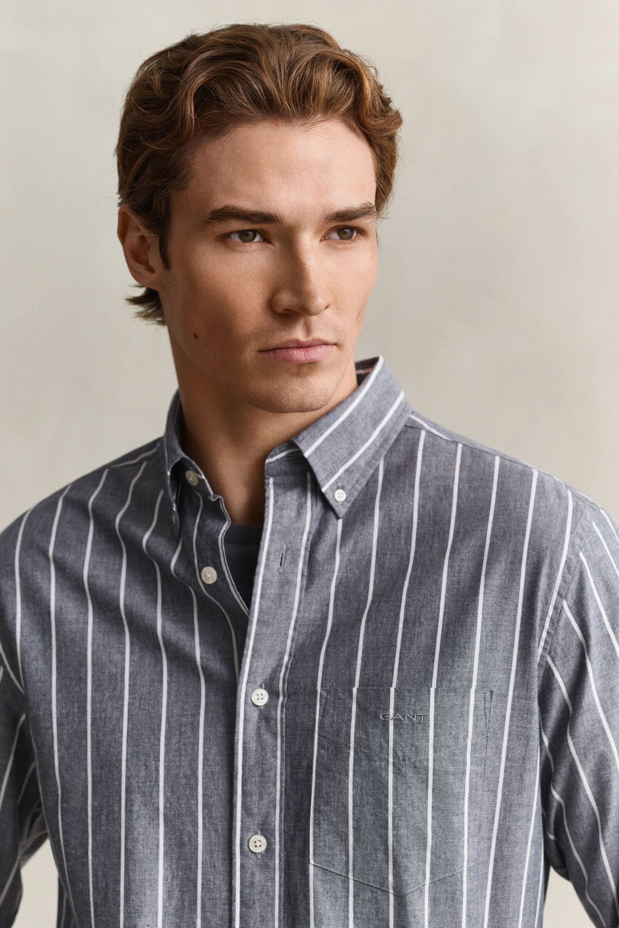 Camicia in popeline mélange a righe