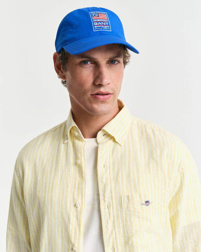 Camicia in misto cotone-lino a righe regular fit