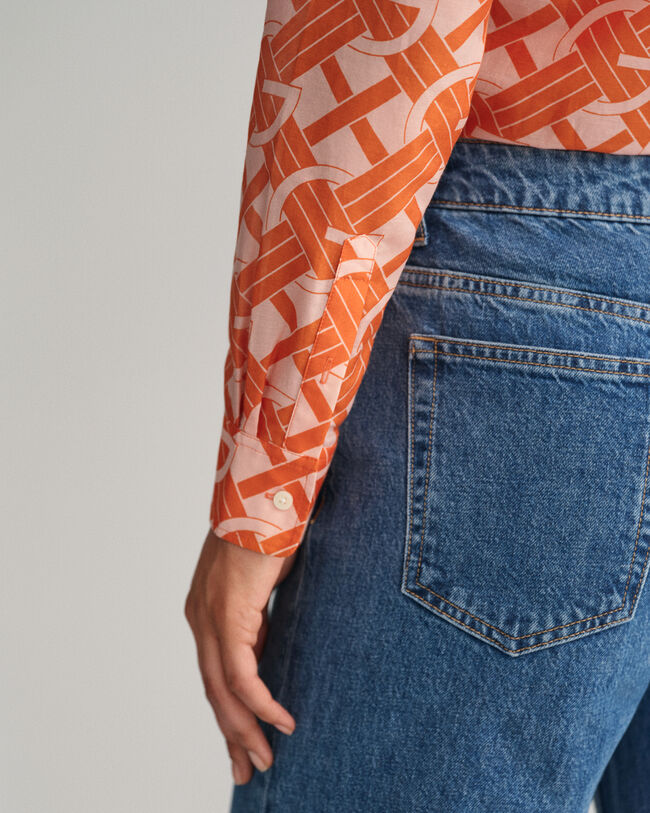 Camicia in misto cotone e seta con motivo G regular fit