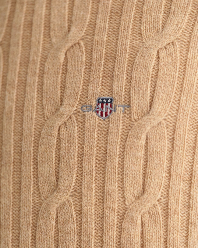 Maglia girocollo a trecce in lana d’agnello