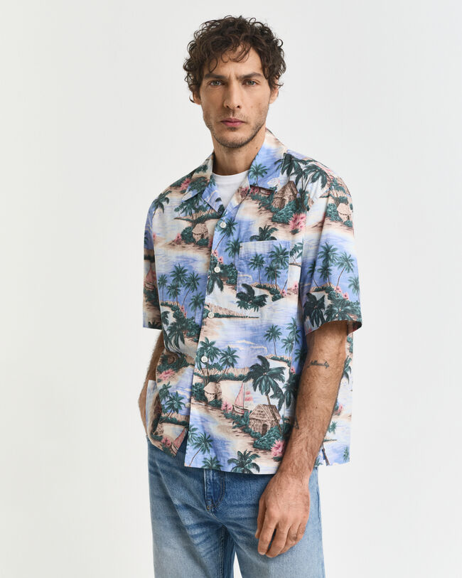 Camicia con stampa Resort Island relaxed fit