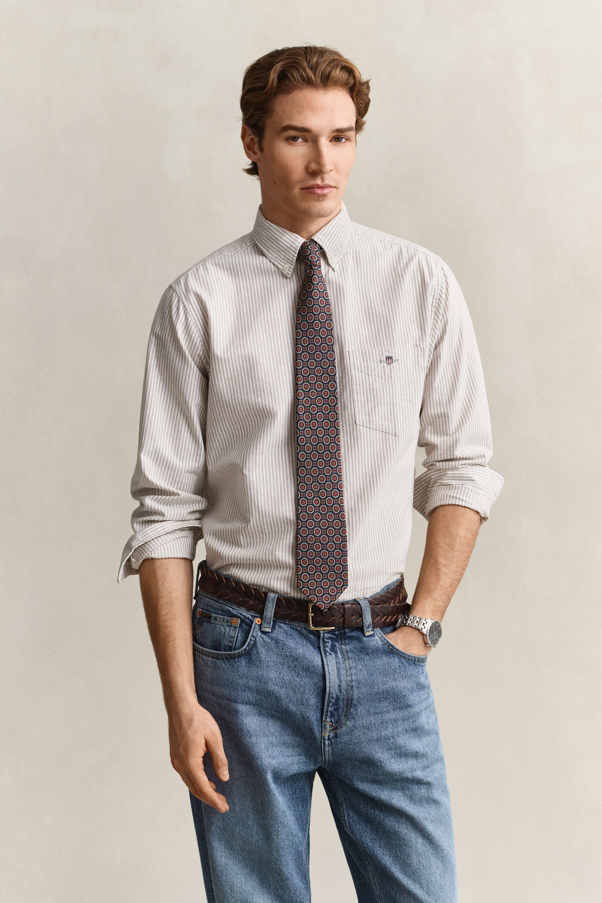 Camicia Oxford classica a righe Banker