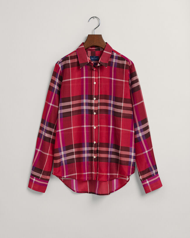 Camicia a quadri in misto cotone-seta regular fit