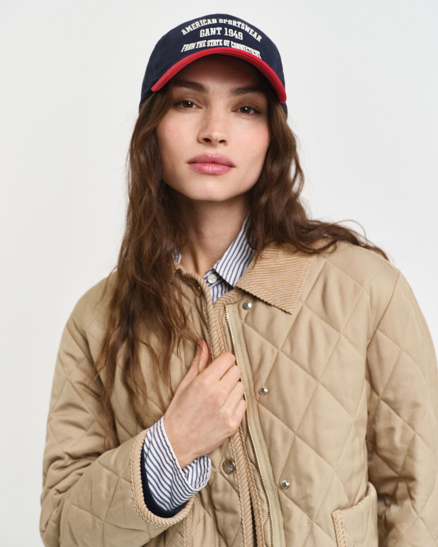 Piumino trapuntato con dettagli in velluto a coste