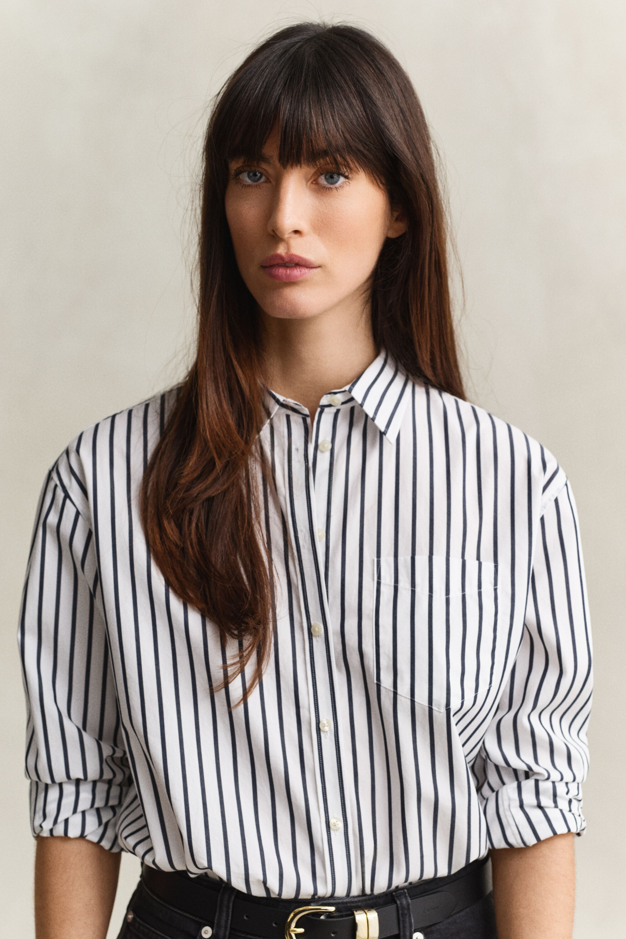 Camicia classica in popeline a righe relaxed fit