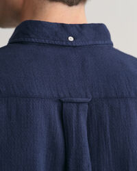 Camicia a maniche corte in misto cotone-lino testurizzato regular fit