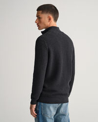 Maglia in cotone Texture con zip lunga
