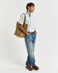 Camicia a maniche corte in misto cotone-lino regular fit