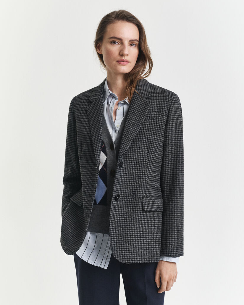 Blazer pied-de-poule in lana regular fit