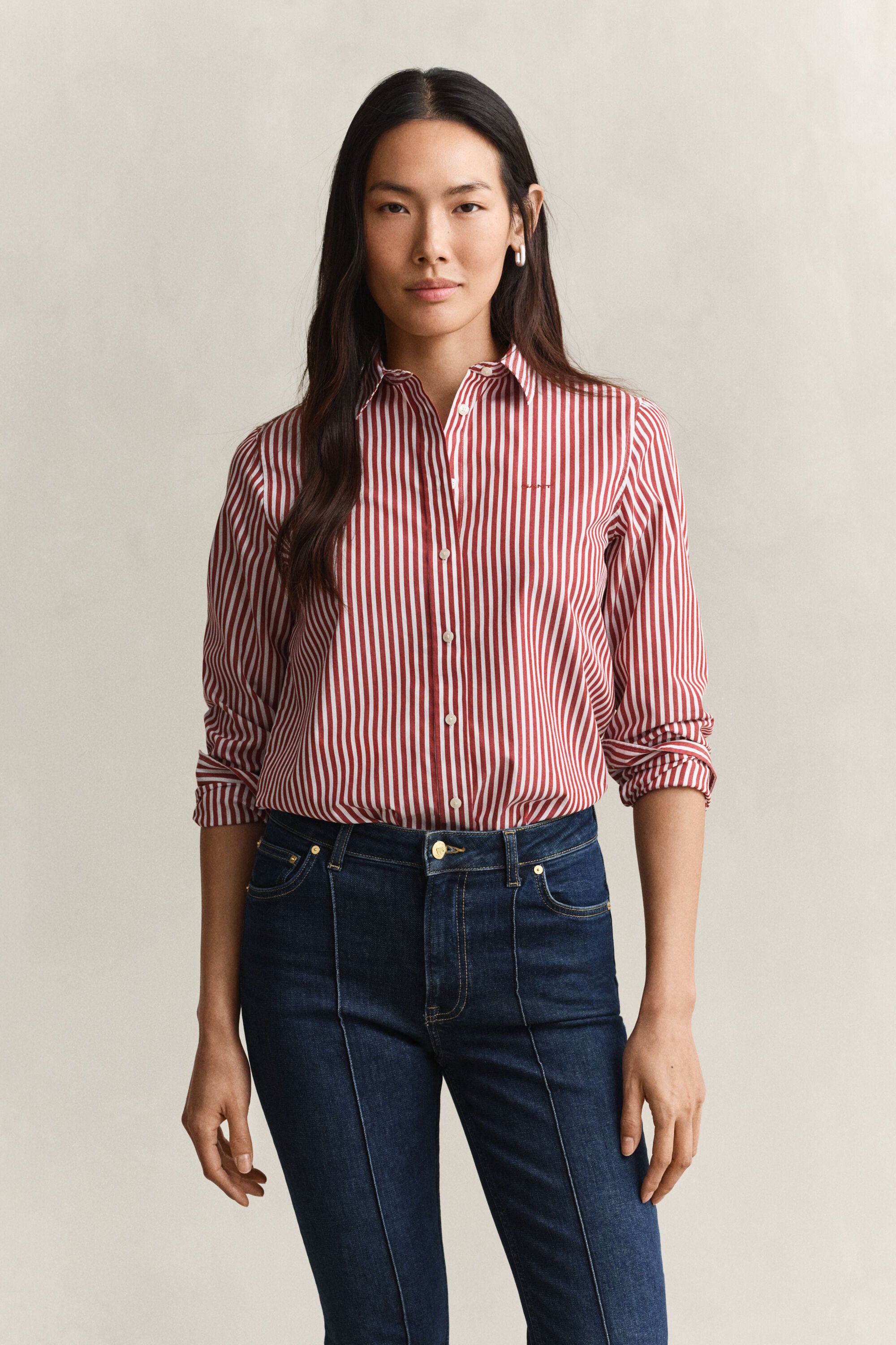 Camicia classica in popeline a righe regular fit
