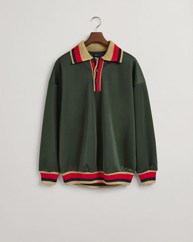 Rugger di felpa con colletto in maglia