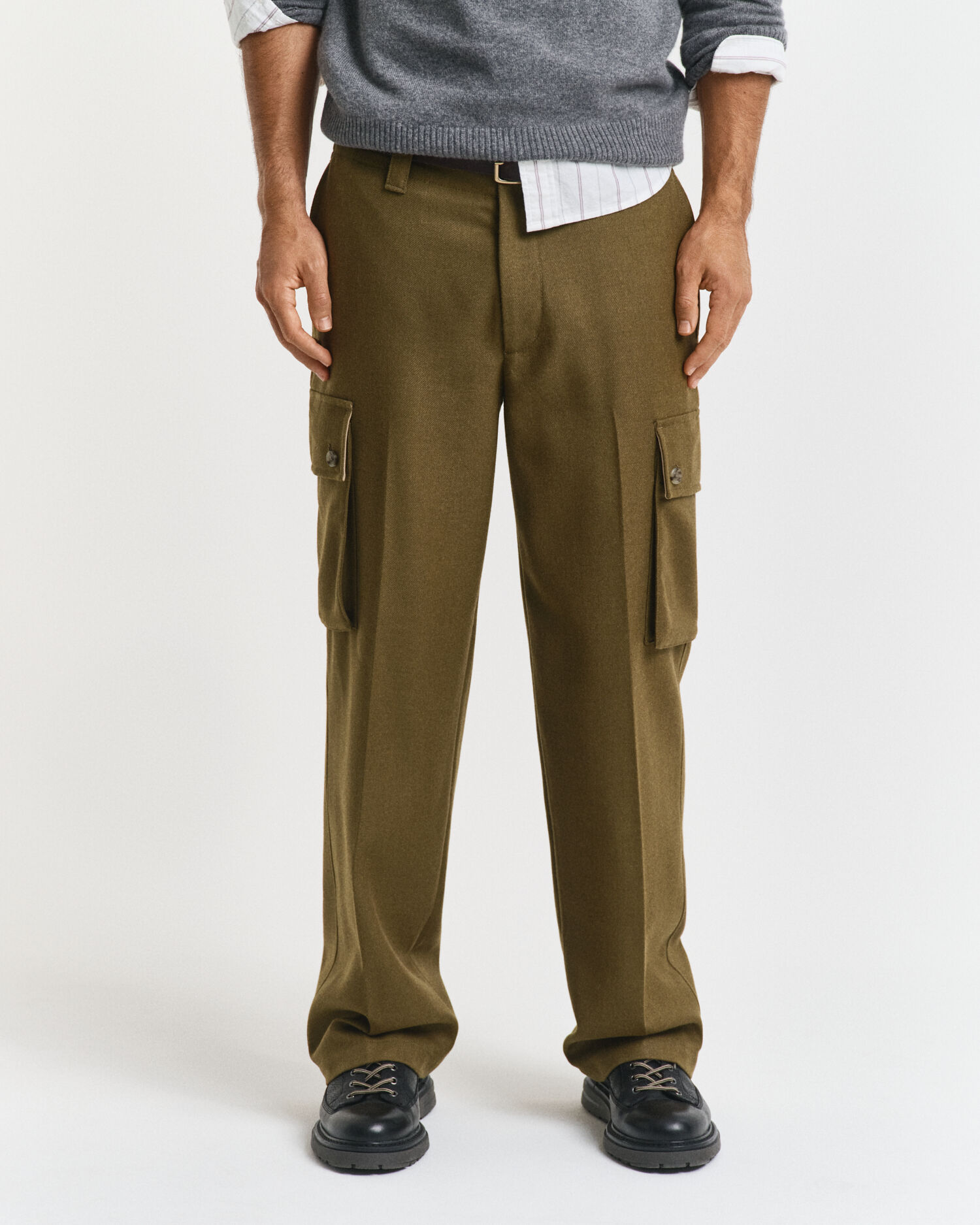 Pantaloni cargo in misto lana relaxed fit