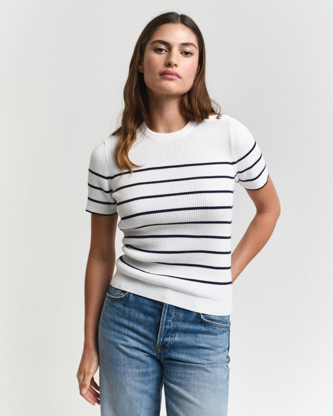 Maglia girocollo Breton a coste